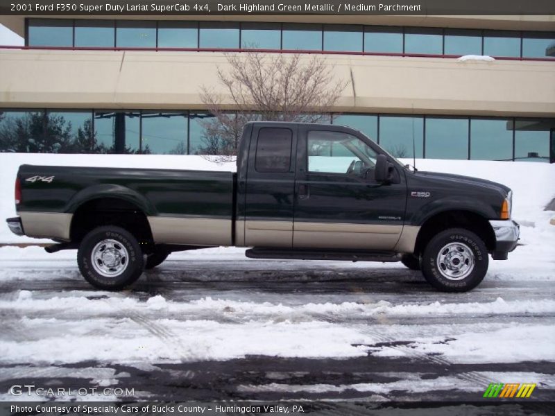 Dark Highland Green Metallic / Medium Parchment 2001 Ford F350 Super Duty Lariat SuperCab 4x4