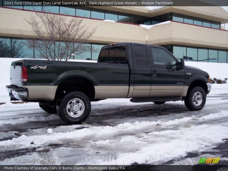 Dark Highland Green Metallic / Medium Parchment 2001 Ford F350 Super Duty Lariat SuperCab 4x4