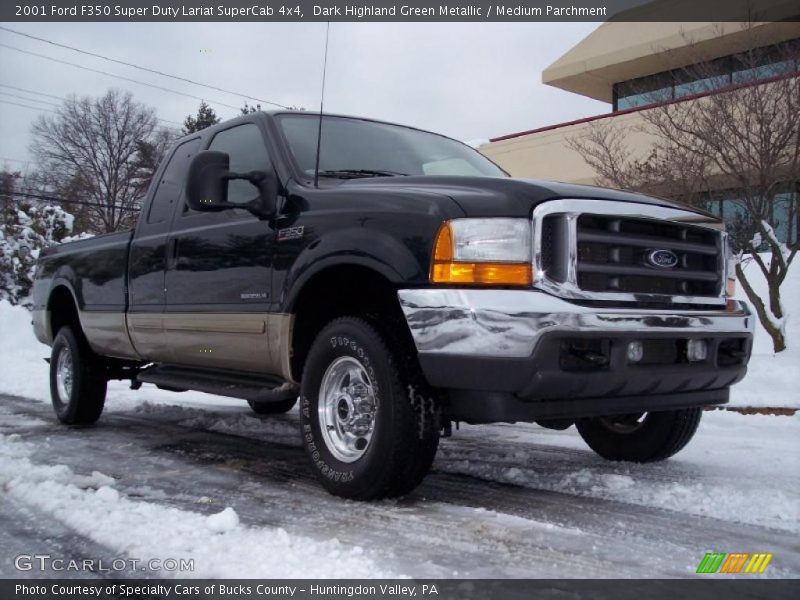 Dark Highland Green Metallic / Medium Parchment 2001 Ford F350 Super Duty Lariat SuperCab 4x4