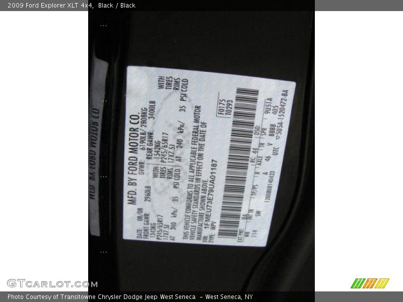 Black / Black 2009 Ford Explorer XLT 4x4