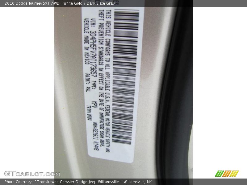 White Gold / Dark Slate Gray 2010 Dodge Journey SXT AWD
