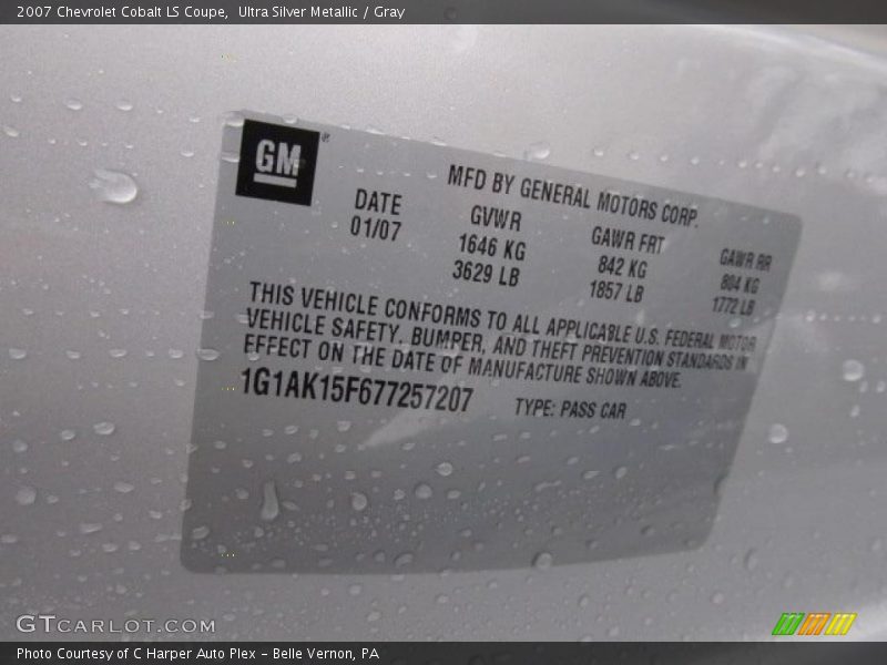 Ultra Silver Metallic / Gray 2007 Chevrolet Cobalt LS Coupe