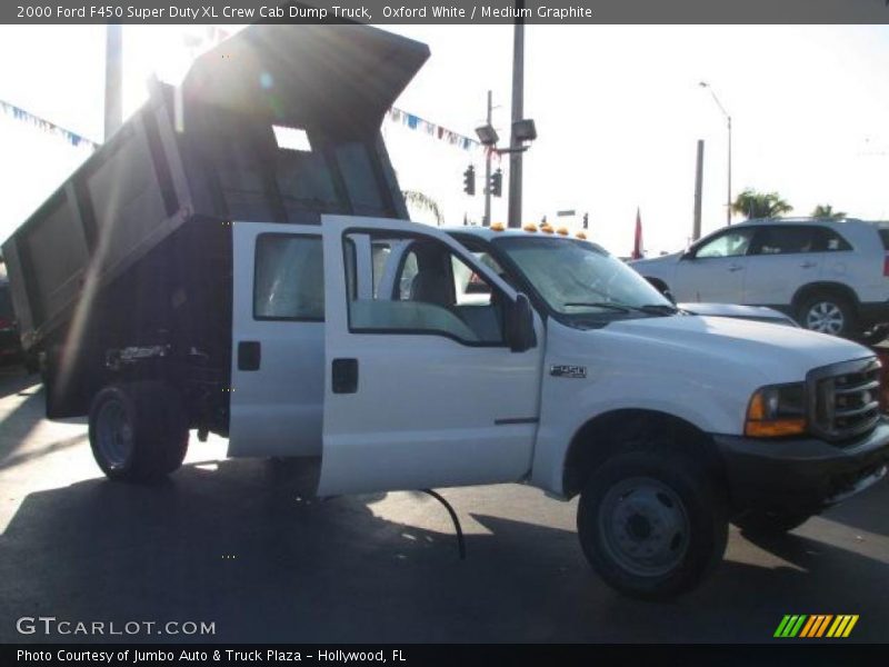 Oxford White / Medium Graphite 2000 Ford F450 Super Duty XL Crew Cab Dump Truck