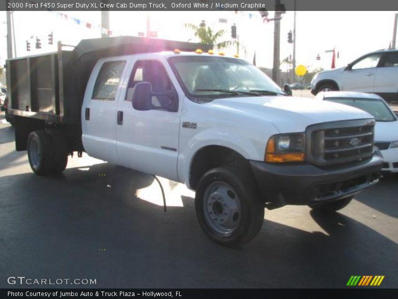 Oxford White / Medium Graphite 2000 Ford F450 Super Duty XL Crew Cab Dump Truck