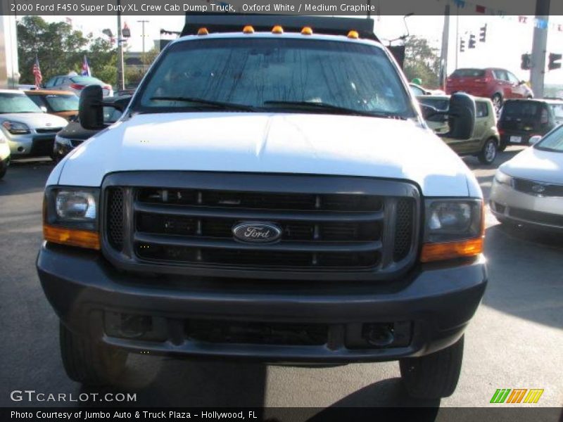 Oxford White / Medium Graphite 2000 Ford F450 Super Duty XL Crew Cab Dump Truck