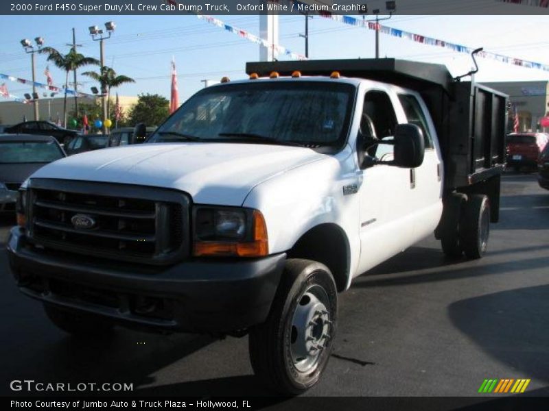 Oxford White / Medium Graphite 2000 Ford F450 Super Duty XL Crew Cab Dump Truck