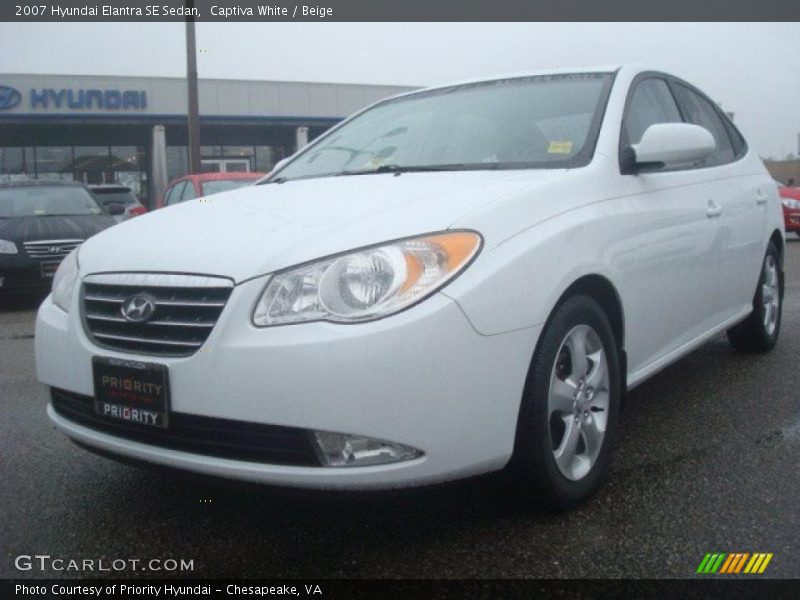 Captiva White / Beige 2007 Hyundai Elantra SE Sedan