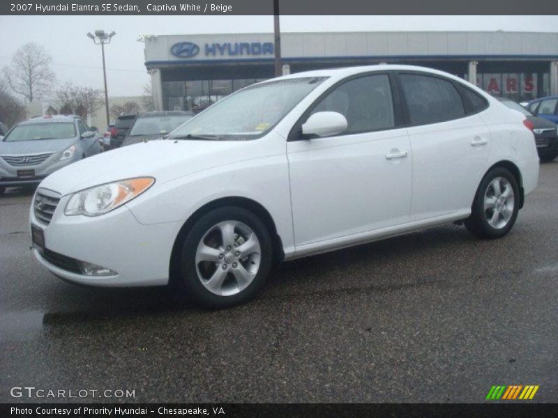 Captiva White / Beige 2007 Hyundai Elantra SE Sedan
