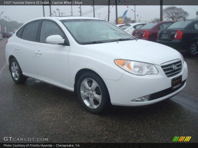 Captiva White / Beige 2007 Hyundai Elantra SE Sedan