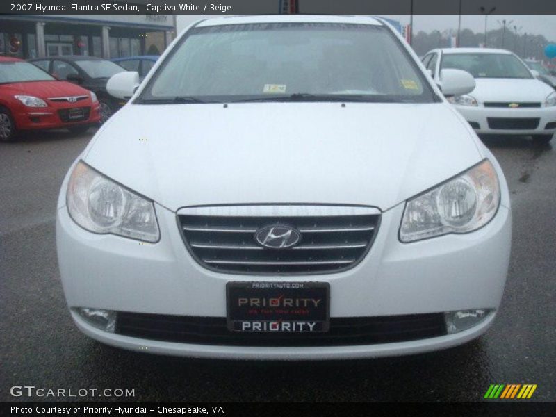 Captiva White / Beige 2007 Hyundai Elantra SE Sedan