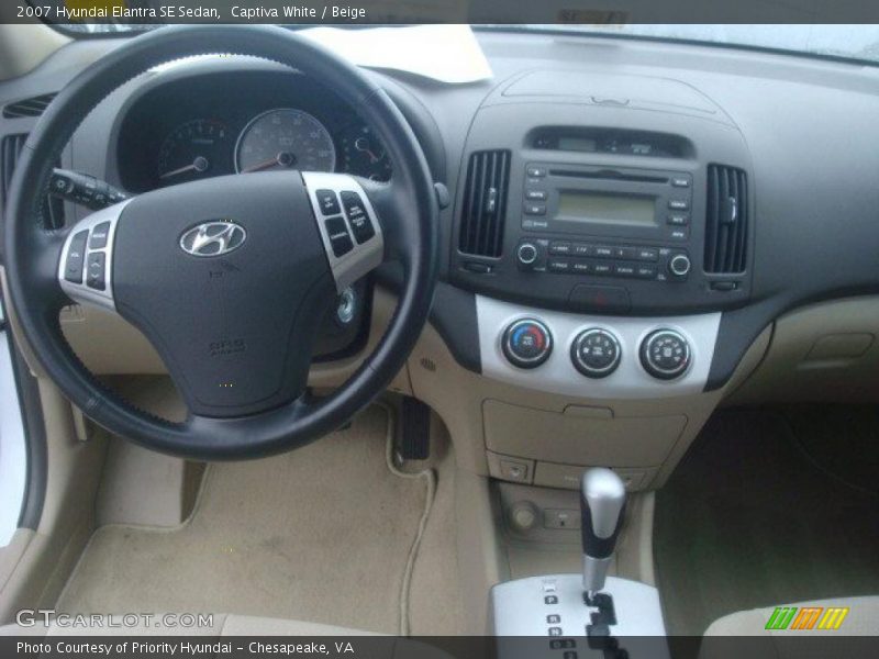 Captiva White / Beige 2007 Hyundai Elantra SE Sedan
