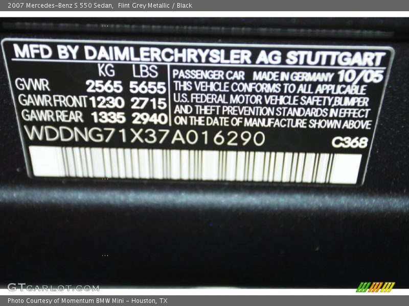 Flint Grey Metallic / Black 2007 Mercedes-Benz S 550 Sedan