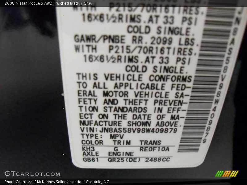Wicked Black / Gray 2008 Nissan Rogue S AWD