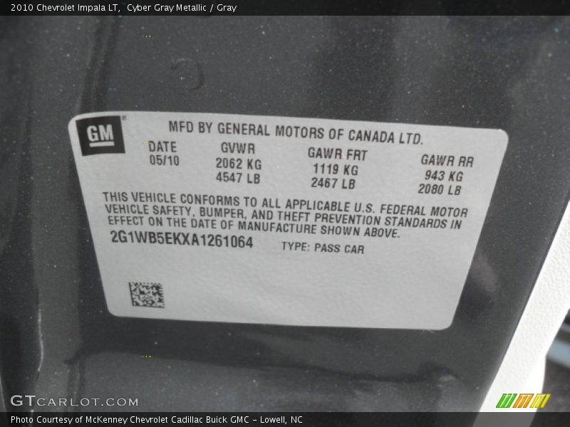 Cyber Gray Metallic / Gray 2010 Chevrolet Impala LT
