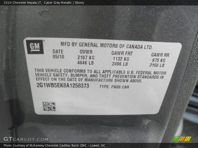 Cyber Gray Metallic / Ebony 2010 Chevrolet Impala LT