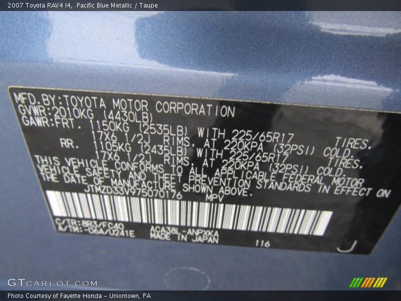 Pacific Blue Metallic / Taupe 2007 Toyota RAV4 I4