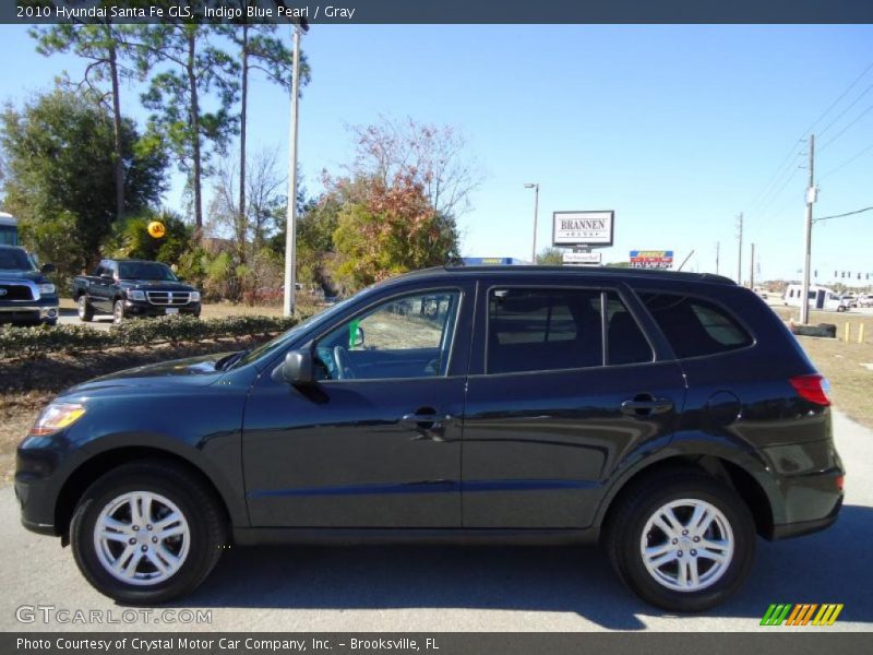 Indigo Blue Pearl / Gray 2010 Hyundai Santa Fe GLS