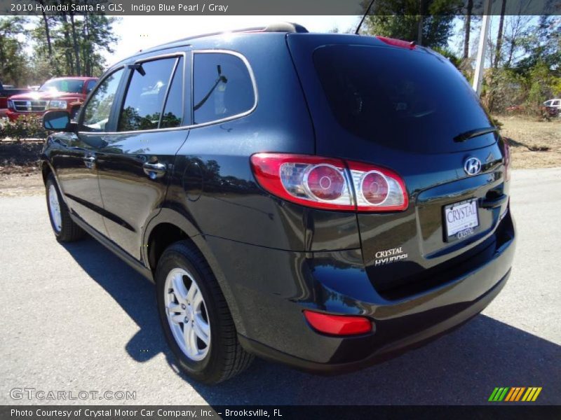 Indigo Blue Pearl / Gray 2010 Hyundai Santa Fe GLS