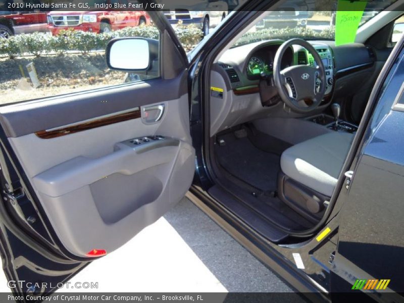 Indigo Blue Pearl / Gray 2010 Hyundai Santa Fe GLS