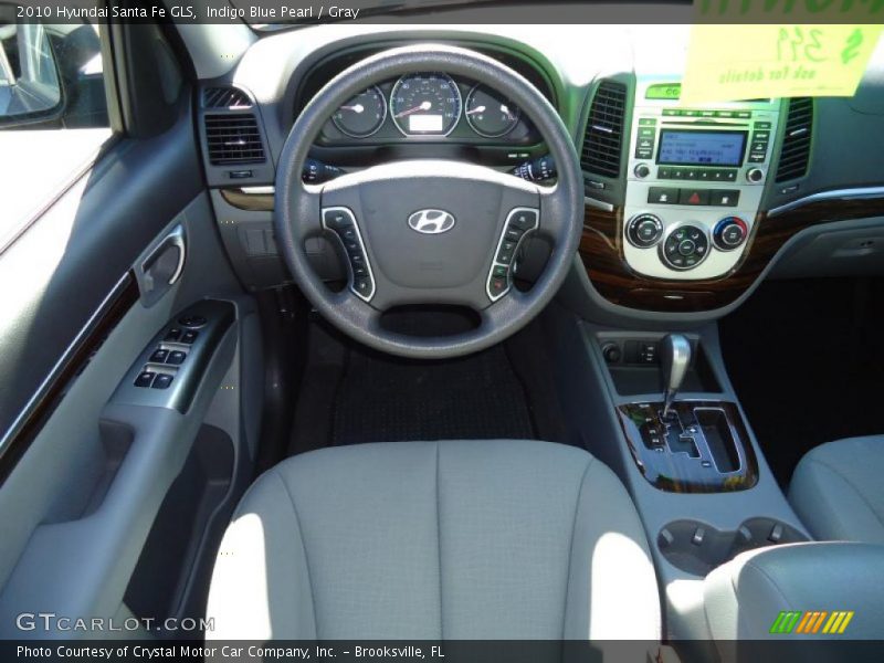 Indigo Blue Pearl / Gray 2010 Hyundai Santa Fe GLS