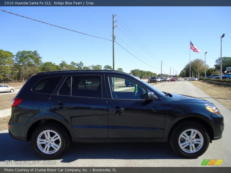 Indigo Blue Pearl / Gray 2010 Hyundai Santa Fe GLS