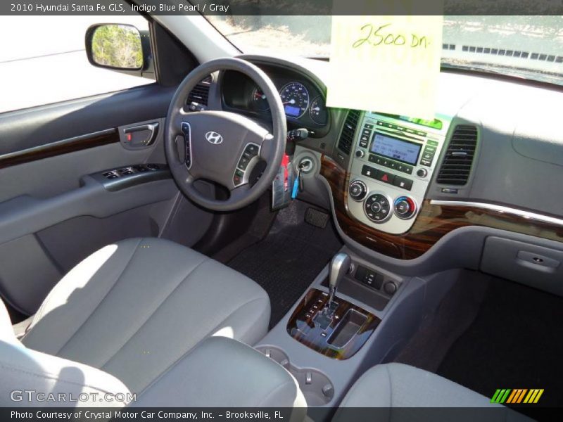 Indigo Blue Pearl / Gray 2010 Hyundai Santa Fe GLS