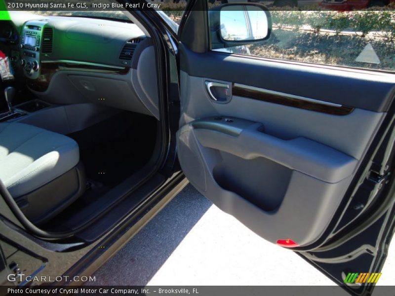 Indigo Blue Pearl / Gray 2010 Hyundai Santa Fe GLS