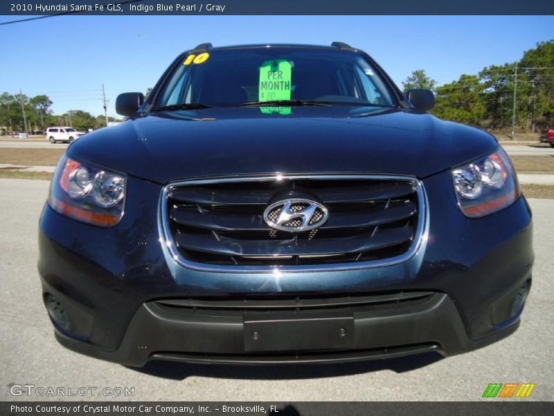 Indigo Blue Pearl / Gray 2010 Hyundai Santa Fe GLS