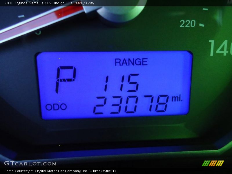Indigo Blue Pearl / Gray 2010 Hyundai Santa Fe GLS