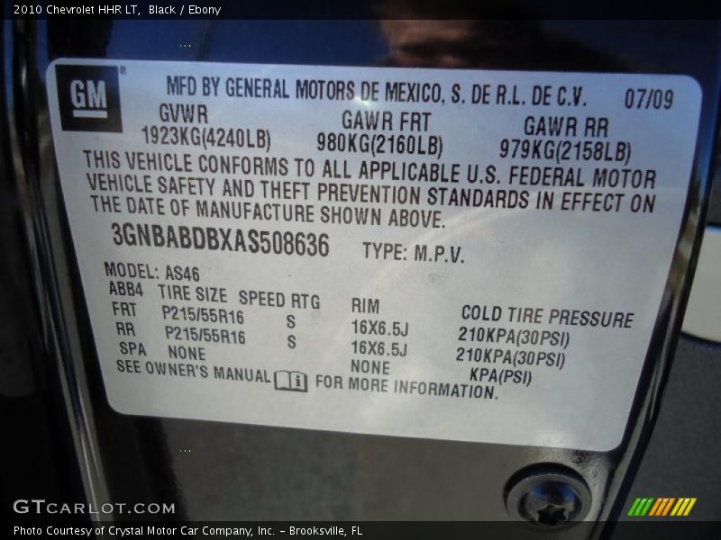 Black / Ebony 2010 Chevrolet HHR LT