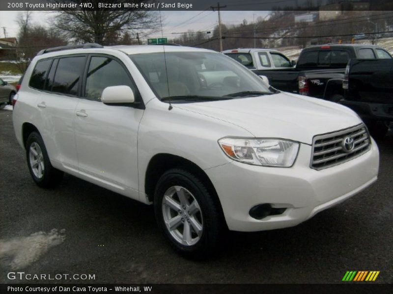 Blizzard White Pearl / Sand Beige 2008 Toyota Highlander 4WD