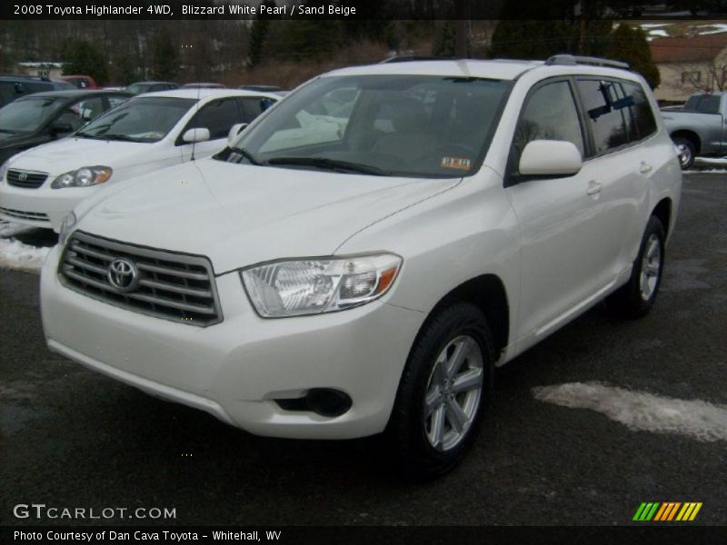Blizzard White Pearl / Sand Beige 2008 Toyota Highlander 4WD