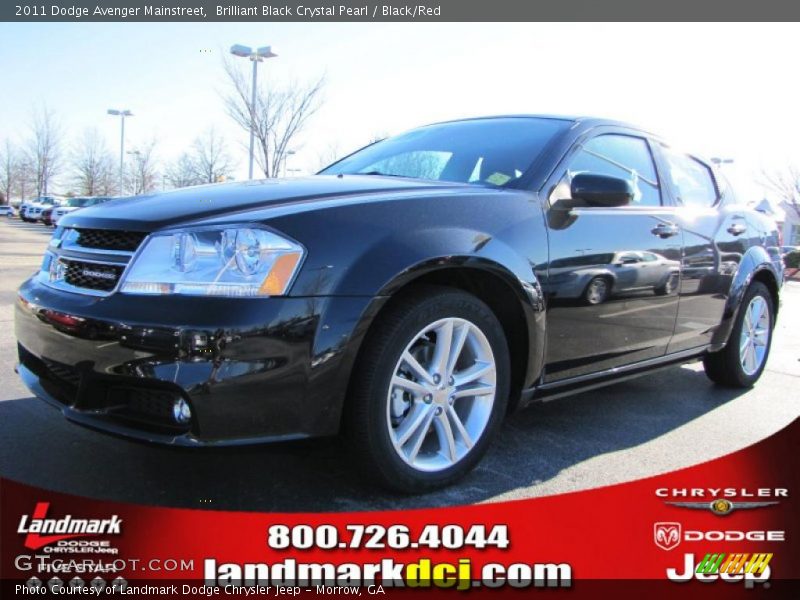 Brilliant Black Crystal Pearl / Black/Red 2011 Dodge Avenger Mainstreet