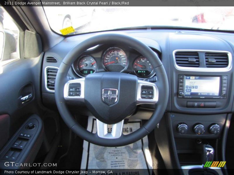 Brilliant Black Crystal Pearl / Black/Red 2011 Dodge Avenger Mainstreet