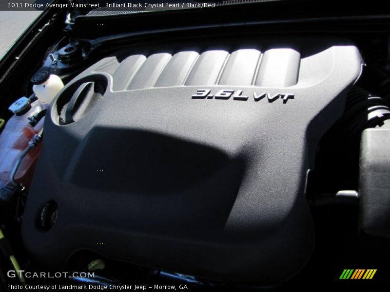 Brilliant Black Crystal Pearl / Black/Red 2011 Dodge Avenger Mainstreet