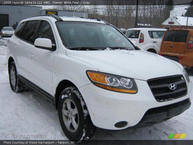 Powder White Pearl / Gray 2008 Hyundai Santa Fe GLS 4WD