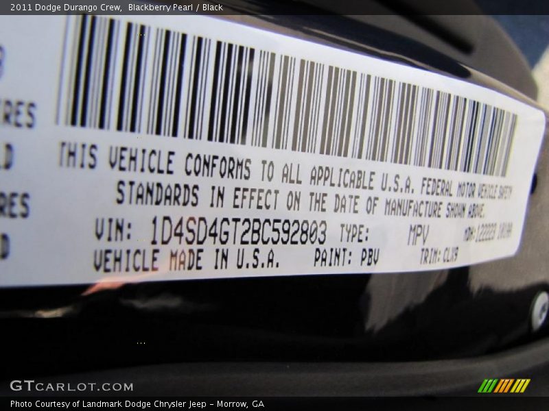 Blackberry Pearl / Black 2011 Dodge Durango Crew