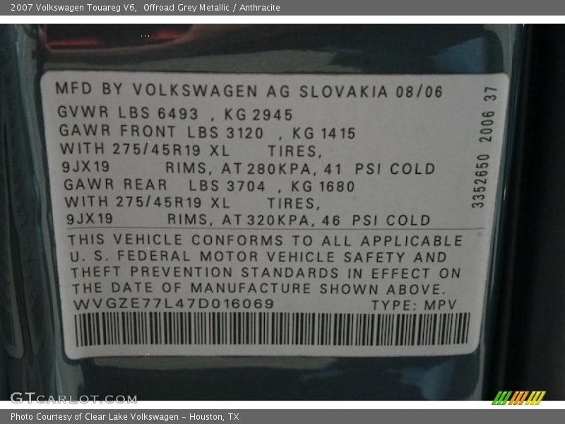 Offroad Grey Metallic / Anthracite 2007 Volkswagen Touareg V6