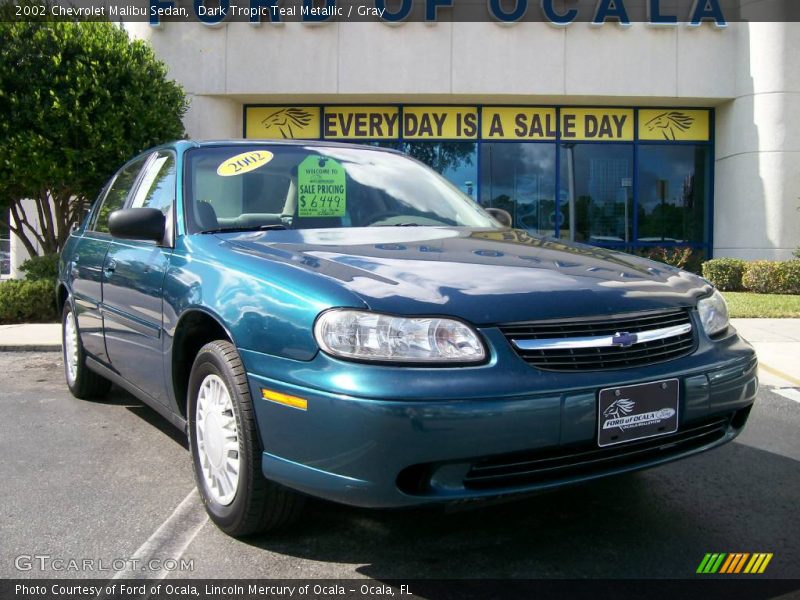 Dark Tropic Teal Metallic / Gray 2002 Chevrolet Malibu Sedan