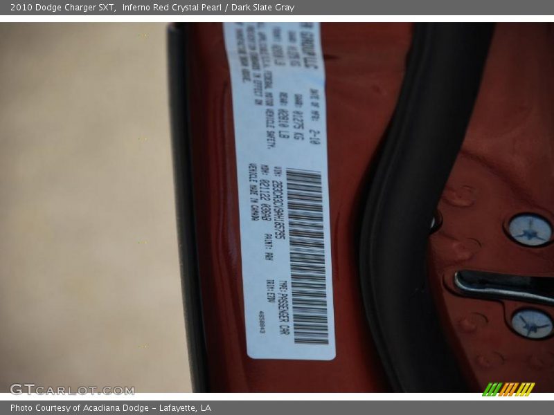 Inferno Red Crystal Pearl / Dark Slate Gray 2010 Dodge Charger SXT