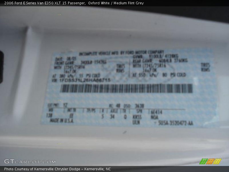 Oxford White / Medium Flint Grey 2006 Ford E Series Van E350 XLT 15 Passenger
