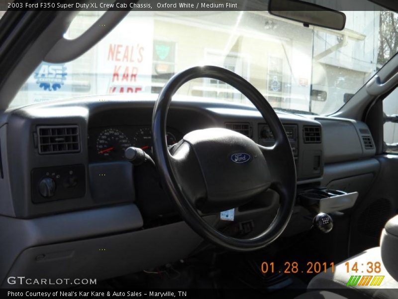 Oxford White / Medium Flint 2003 Ford F350 Super Duty XL Crew Cab Chassis