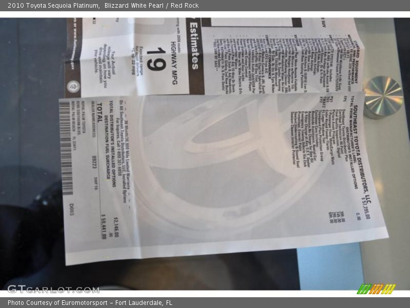  2010 Sequoia Platinum Window Sticker