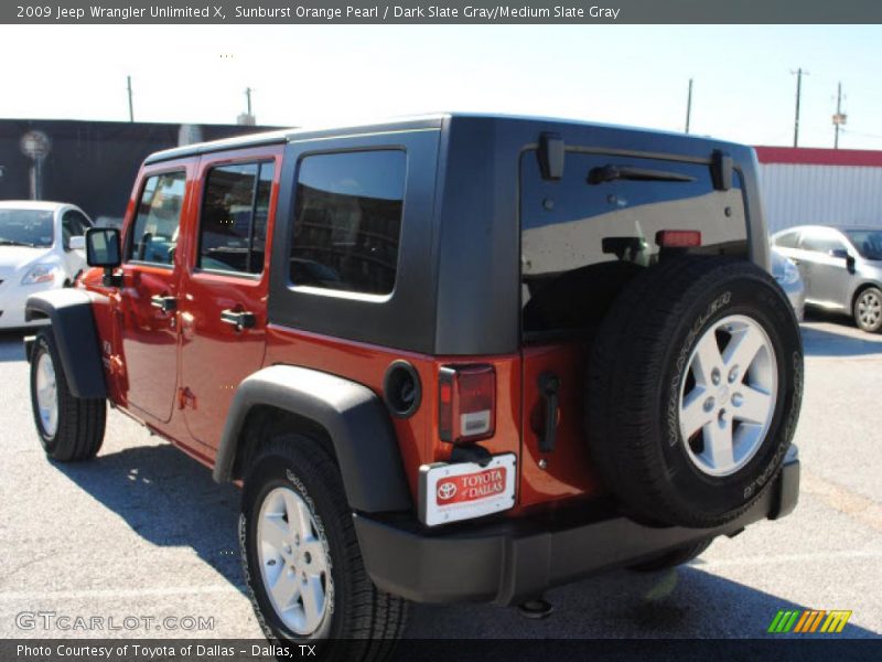 Sunburst Orange Pearl / Dark Slate Gray/Medium Slate Gray 2009 Jeep Wrangler Unlimited X