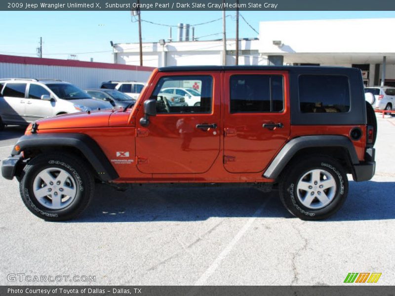 Sunburst Orange Pearl / Dark Slate Gray/Medium Slate Gray 2009 Jeep Wrangler Unlimited X