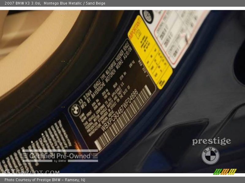 Montego Blue Metallic / Sand Beige 2007 BMW X3 3.0si