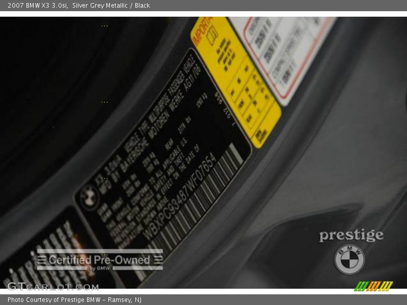 Silver Grey Metallic / Black 2007 BMW X3 3.0si