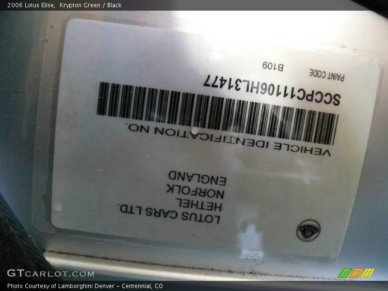 2006 Elise  Krypton Green Color Code B109
