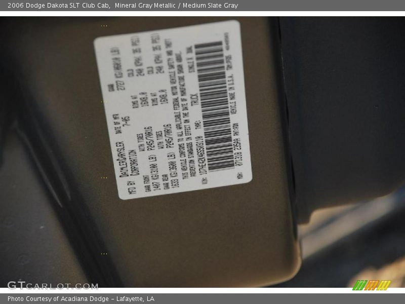 Mineral Gray Metallic / Medium Slate Gray 2006 Dodge Dakota SLT Club Cab