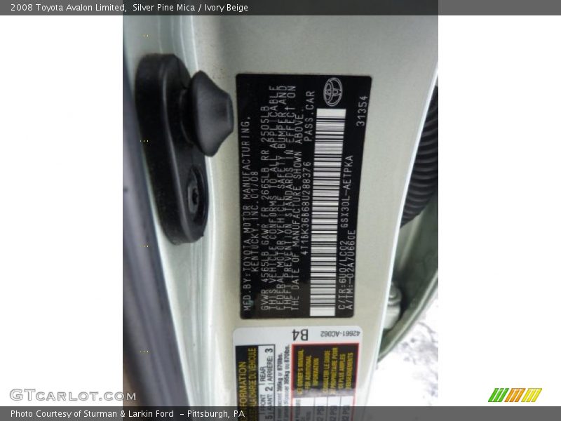 Silver Pine Mica / Ivory Beige 2008 Toyota Avalon Limited